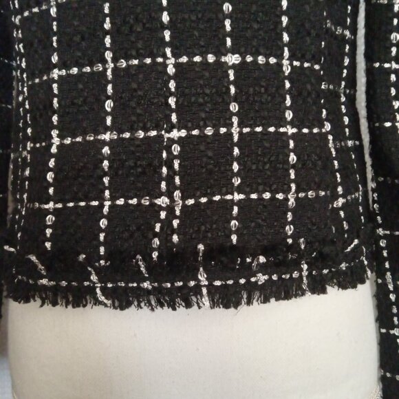 FOREVER 21 Black Long Sleeve Tweed Style Fitted Blazer Jacket Womens Size Small - Picture 5 of 9